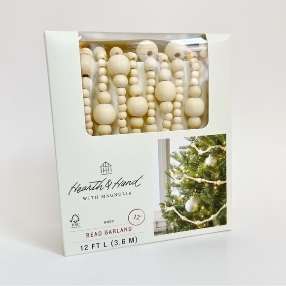 Hearth & Hand Magnolia Decorative Wooden Bead Christmas Tree Garland X 2. - Picture 2 of 5